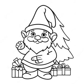 Festive Gnome With Christmas Tree Coloring Page 7112-5840