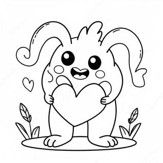 Cute Love Monster With Heart Coloring Page 71373-57344