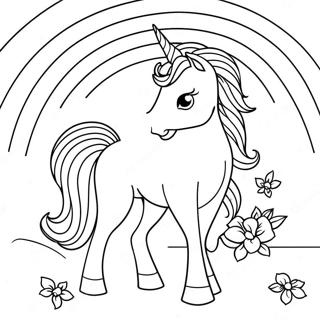 Magical Unicorn Horse In A Rainbow Coloring Page 71403-57366