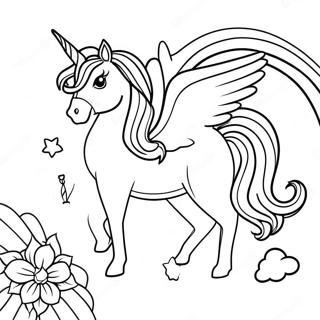 Magical Unicorn Horse In A Rainbow Coloring Page 71403-57367