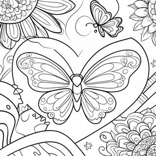 Colorful Heart Butterfly Coloring Page 71433-57386