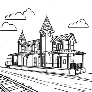 Colorful Lego Train Station Coloring Page 71463-57413