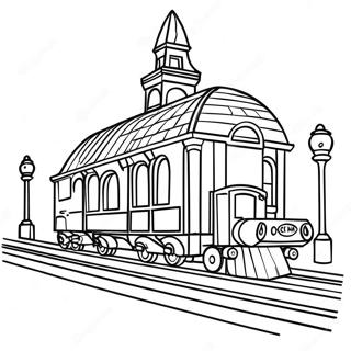 Colorful Lego Train Station Coloring Page 71463-57415