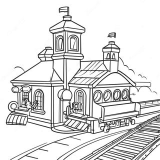 Colorful Lego Train Station Coloring Page 71463-57416