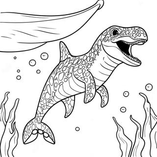 Mosasaurus Swimming In The Ocean Coloring Page 7162-5881