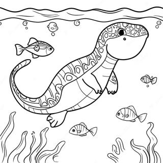 Mosasaurus Swimming In The Ocean Coloring Page 7162-5883