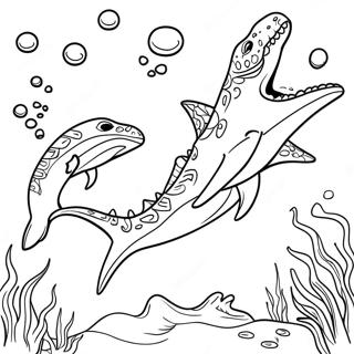 Mosasaurus Swimming In The Ocean Coloring Page 7162-5884