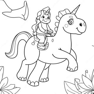 Sparkly Unicorn Riding A Dinosaur Coloring Page 71663-57565