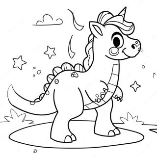 Sparkly Unicorn Riding A Dinosaur Coloring Page 71663-57566