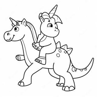 Sparkly Unicorn Riding A Dinosaur Coloring Page 71663-57567