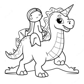 Sparkly Unicorn Riding A Dinosaur Coloring Page 71663-57568