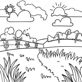 Sunny Grassland Scene Coloring Page 71773-57653