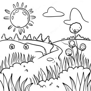 Sunny Grassland Scene Coloring Page 71773-57654