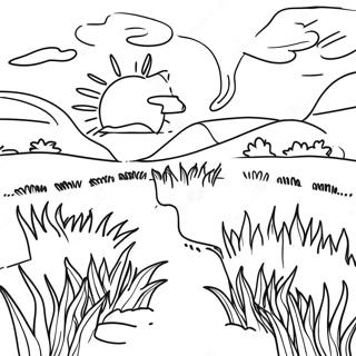 Sunny Grassland Scene Coloring Page 71773-57656