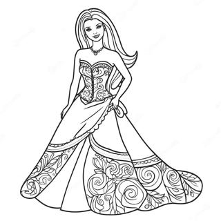 Barbie In A Beautiful Dress Coloring Page 71813-57689