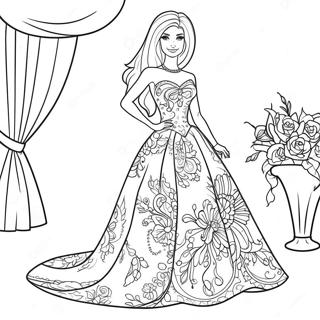 Barbie In A Beautiful Dress Coloring Page 71813-57690