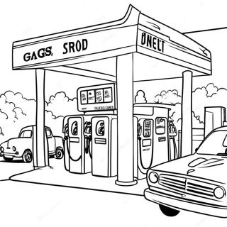 Busy Gas Station Scene Coloring Page 71823-57694