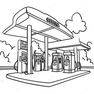 Busy Gas Station Scene Coloring Page 71823-57695