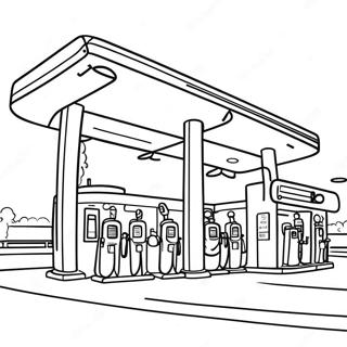 Busy Gas Station Scene Coloring Page 71823-57696