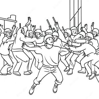 Riot Scene Coloring Page 71962-57802