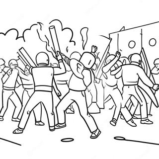 Riot Scene Coloring Page 71962-57804