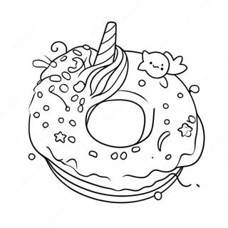 Magical Unicorn Donut With Sprinkles Coloring Page 72073-57896