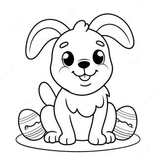 Cute Easter Dog With Bunny Ears Coloring Page 72193-57989