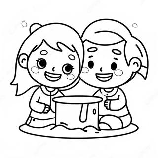 Happy Kids Drinking Water Coloring Page 72243-58026