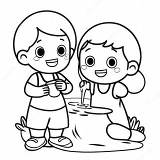 Happy Kids Drinking Water Coloring Page 72243-58027