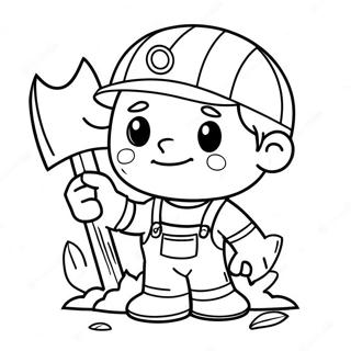 Cute Miner With Pickaxe Coloring Page 72253-58037