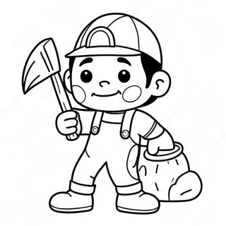 Cute Miner With Pickaxe Coloring Page 72253-58038