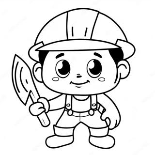 Cute Miner With Pickaxe Coloring Page 72253-58040