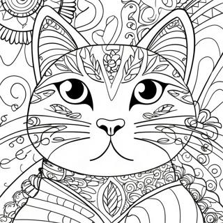 Colorful Laurel Burch Cat Coloring Page 72313-58086