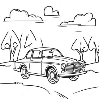 Volvo Car In A Beautiful Landscape Coloring Page 72423-58173