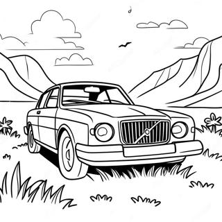 Volvo Car In A Beautiful Landscape Coloring Page 72423-58174