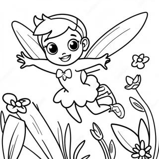 Tinker Bell Flying Over Flowers Coloring Page 72493-58226