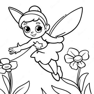 Tinker Bell Flying Over Flowers Coloring Page 72493-58228