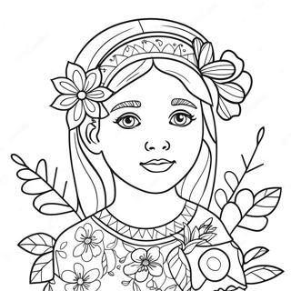 Realistic Girl With Flowers Coloring Page 72623-58333