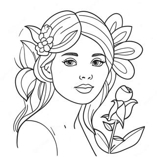 Realistic Girl With Flowers Coloring Page 72623-58335