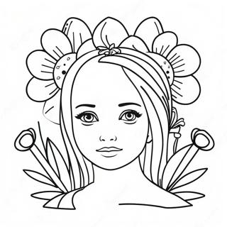 Realistic Girl With Flowers Coloring Page 72623-58336