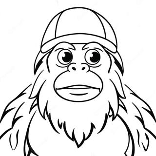 Sneaky Sasquatch With A Funny Hat Coloring Page 72663-58362