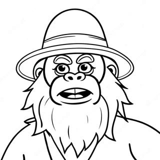 Sneaky Sasquatch With A Funny Hat Coloring Page 72663-58363