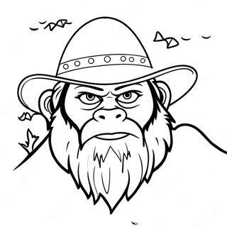 Sneaky Sasquatch With A Funny Hat Coloring Page 72663-58364