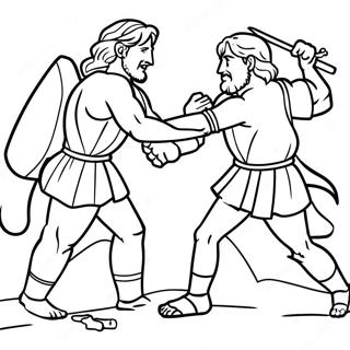 David And Jonathan Epic Battle Coloring Page 72673-58371