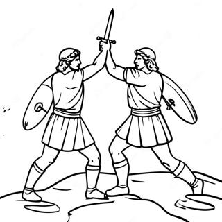 David And Jonathan Epic Battle Coloring Page 72673-58372