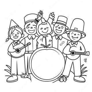 Cheerful Thanksgiving Band Coloring Page 72683-58383