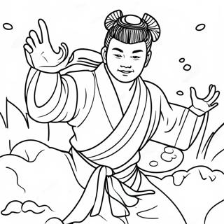 Hu Tao In Playful Pose Coloring Page 72723-58416