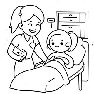 Cute Nurse Helping Patient Coloring Page 72783-58458