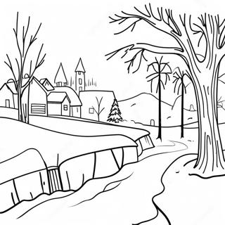 Snowy Day Landscape Coloring Page 72792-58467