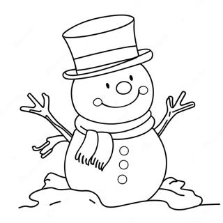 Cute Snowman In A Hat Coloring Page 72793-58472